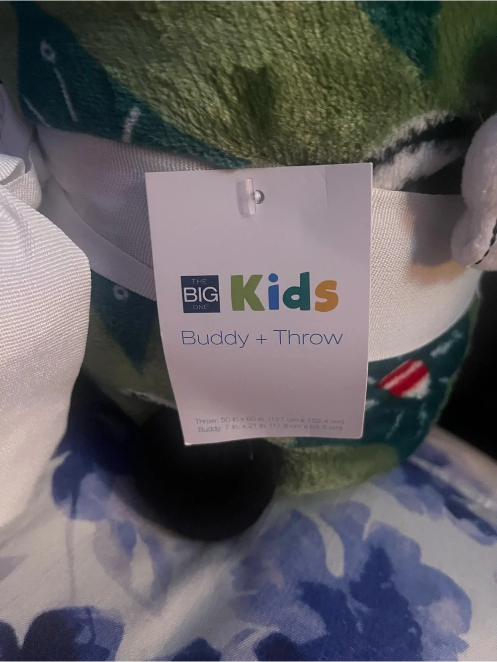 The Big One Kids Buddy + Throw - Green, White, Blue Accents